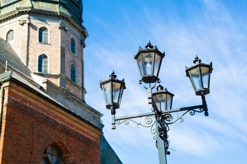 Fototapeta na wymiar Dome of the Church of Peter in Riga. Latvia