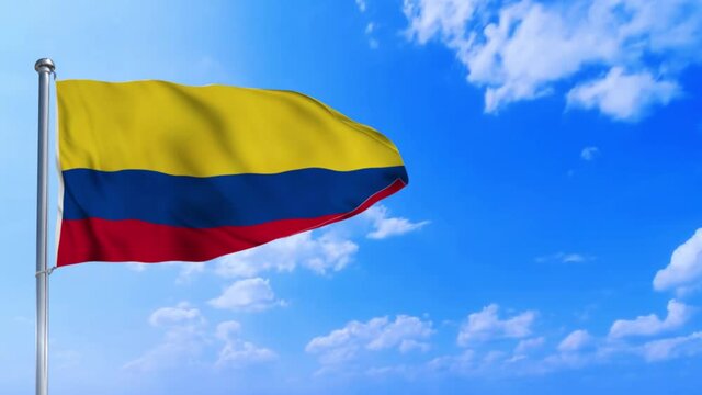 Seamless loop of the Colombia  flag waving in the wind	