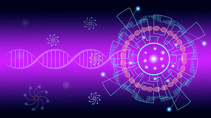 DNA molecules for Hi-tec interface, abstract communication technology and line and dots ,vector illustration