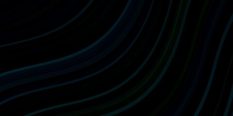 Fototapeta premium Ciemny niebieski, zielony tło wektor z krzywymi. Streszczenie ilustracji gradientu z krzywe linie. Szablon do telefonów komórkowych.