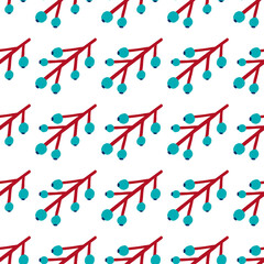 Seamless pattern plant flower abstract. Naive hand drawn design. Ornament for home decor, fabric, textile.