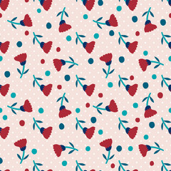 Seamless pattern plant flower abstract. Naive hand drawn design. Ornament for home decor, fabric, textile.