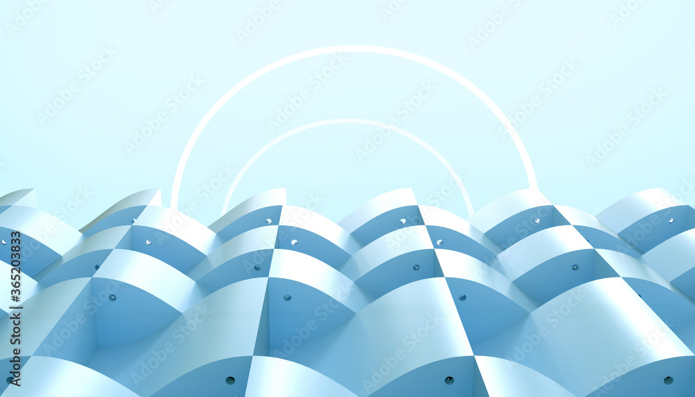 Poster modern creative pattern background shapes geometric and concept blue monotone background - 3d render