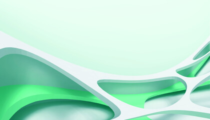 Technology Digital Curves  Background and Connection Concept Creative idea Origami Paper Blue-Green  - 3d rendering