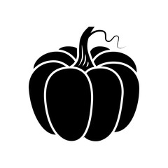 Vector black and white pumpkin icon in a flat style. The illustration is suitable for decorating a Halloween holiday, menu, food.