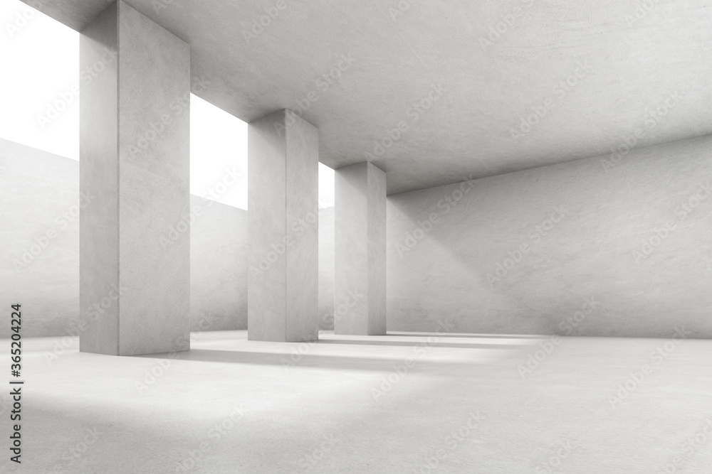 Poster abstract architecture space, interior with concrete wall. 3d render.