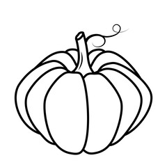 Vector black and white pumpkin icon in a flat style. The illustration is suitable for decorating a Halloween holiday, menu, food.