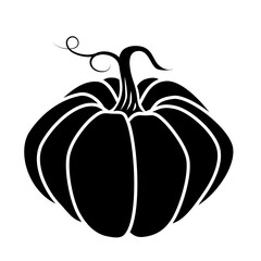 Vector black and white pumpkin icon in a flat style. The illustration is suitable for decorating a Halloween holiday, menu, food.