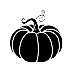 Vector black and white pumpkin icon in a flat style. The illustration is suitable for decorating a Halloween holiday, menu, food.
