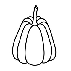 Vector black and white pumpkin icon in a flat style. The illustration is suitable for decorating a Halloween holiday, menu, food.