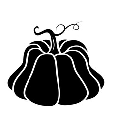 Vector black and white pumpkin icon in a flat style. The illustration is suitable for decorating a Halloween holiday, menu, food.