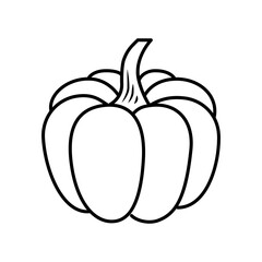 Vector black and white pumpkin icon in a flat style. The illustration is suitable for decorating a Halloween holiday, menu, food.