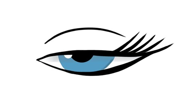 Animated blinking female eye in cartoon style. Seamless loop animation