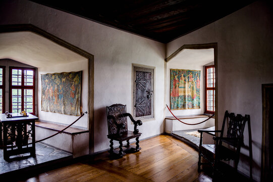BRAUBACH, GERMANY - JUNE 10, 2015: Interior of the Marksburg castle. It is one of the principal sites of the UNESCO World Heritage Rhine Gorge