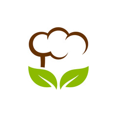 Chef Hat with Leaf Logo Design Template Vector, Icon Symbol, Creative Design Concepts