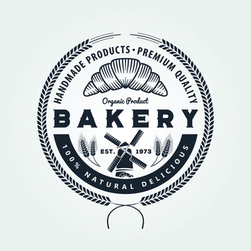 Bakery shop logo design template. Vector illustration