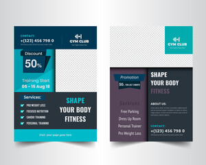 Fitness and gym workout flyer template . Shape Your Body Concept Design