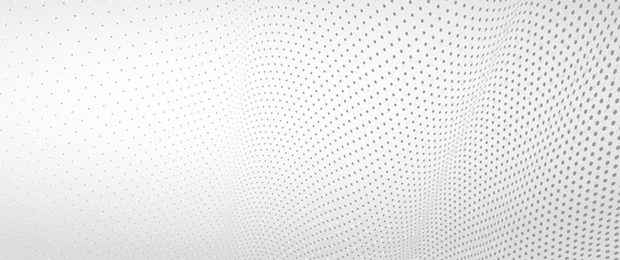3D abstract monochrome background with dots pattern vector design, technology theme, dimensional dotted flow in perspective, big data, nanotechnology.