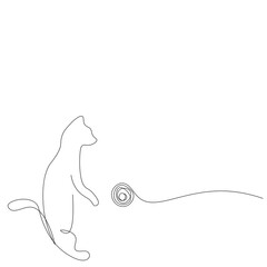 Cat play with ball. Cute animal vector illustration