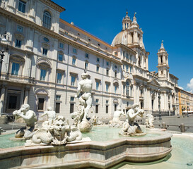 Fototapeta na wymiar Navona square fountain “Piazza Navona” in Rome Italy