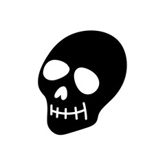 Black silhouette of a skull isolated on a white background.Vector illustration of a skull. Design for Halloween, Day of the dead, tattoos, prints