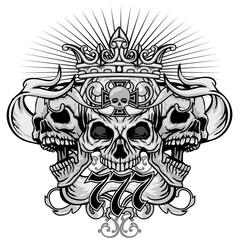 Gothic sign with skull, grunge vintage design t shirts