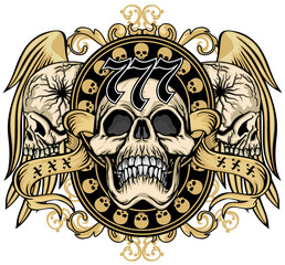 Gothic sign with skull, grunge vintage design t shirts