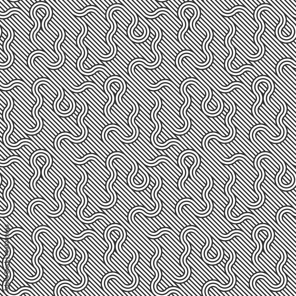 Aufkleber lined seamless vector pattern with twisted lines, geometric abstract background, stripy net, optical