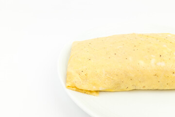 Egg Omurice on white background
