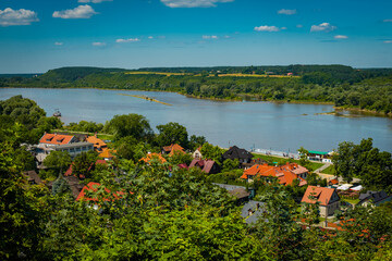 River Vistula seen from under the ruins of the castle in Kazimierz Dolny.