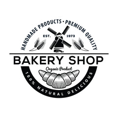 Bakery shop logo design template. Vector illustration