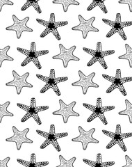 Starfish vector seamless pattern