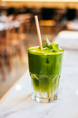 Glass of matcha green tea lemonade