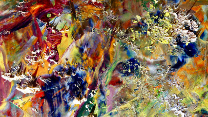 Colorful abstract background wallpaper. Modern motif visual art.  Mixtures of oil paint. Trendy...