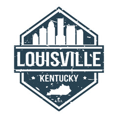 Louisville Kentucky Travel Stamp Icon Skyline City Design. - obrazy, fototapety, plakaty