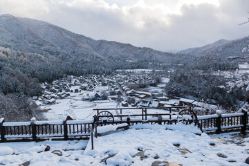 Fototapeta premium Shirakawa-go in winter season, UNESCO World Heritage Site, Japan