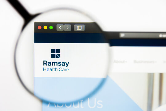 Los Angeles, California, USA - 13 March 2019: Illustrative Editorial, Ramsay Health Care website homepage. Ramsay Health Care logo visible on display screen