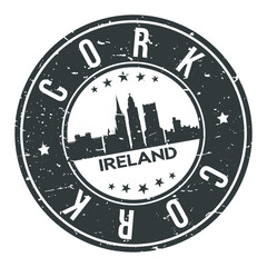 Fototapeta na wymiar Cork Ireland Europe Round Stamp Icon Skyline City Badge.