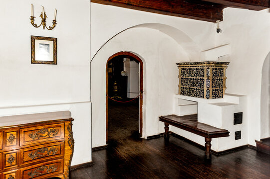 BRAN, ROMANIA - OCTOBER 27, 2013:  Room in the Dracula Castle in Bran, Romania, on October 27, 2013.  It is marketed as the home of the Vampire Dracula, the Bram Stoker's novel character.
