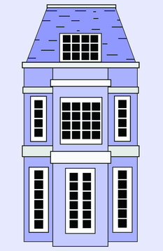 Victorian blue house,vector facade