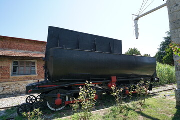 Water crane in the station filling of a steam locomotive wagon