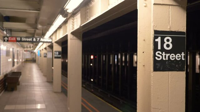 NYC Subway Train entering the station in 4K Slow motion 60fps