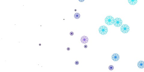 Light Pink, Blue vector doodle template with flowers.