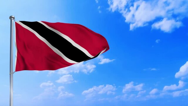 Seamless loop of the Trinidad and Tobago flag waving in the wind	