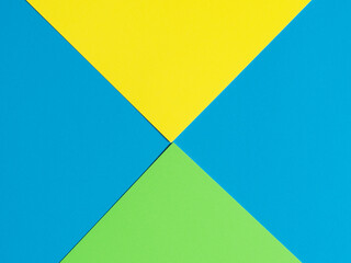 blue green yellow paper background. . Geometric figures, shapes. Abstract geometric flat composition