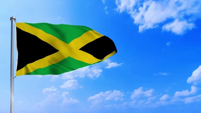 Seamless loop of the Jamaica flag waving in the wind	