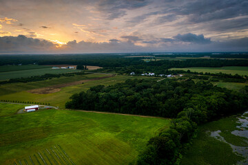 Obraz premium Aerial Sunrise in Plainsboro Princeton New Jersey