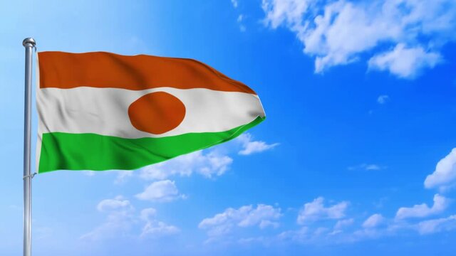 Seamless loop of the  Niger flag waving in the wind	