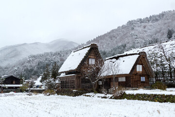 Shirakawa-go in winter season, UNESCO World Heritage Site, Japan