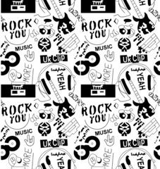 seamless pattern with black and white icons. Seamless clip art pattern